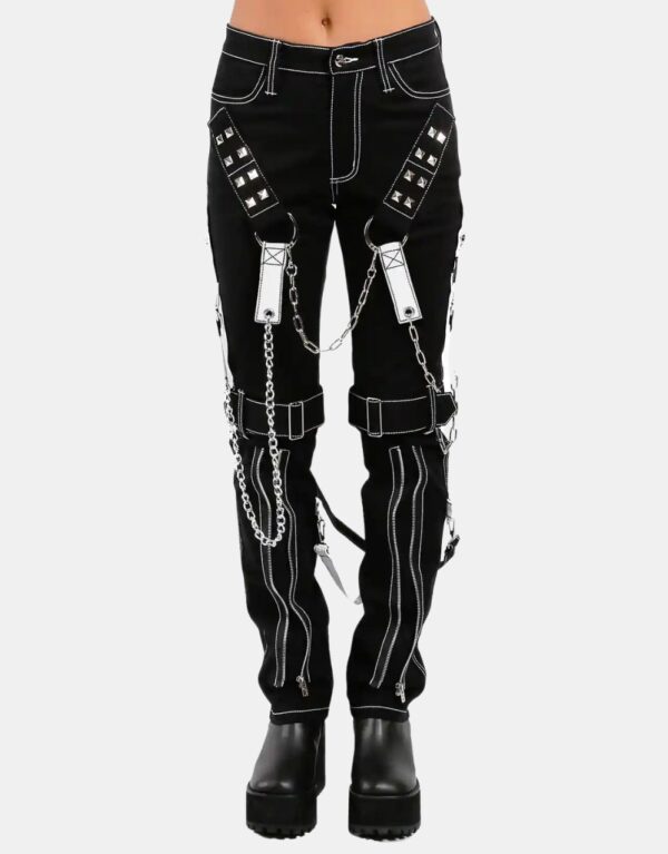Women's Black Gothic Bondage Raider Rock Tripp Pants
