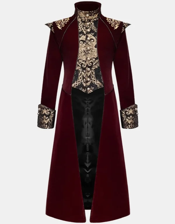 Red & Black Gothic Coat - The Marcellus by Goths Club