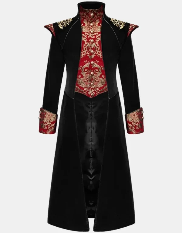 Goths Club Marcellus Men's Gothic Coat - Black & Red