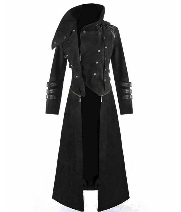 Men's Sccorpion Black Gothic Trench Coat - Hooded Punisher